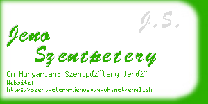 jeno szentpetery business card